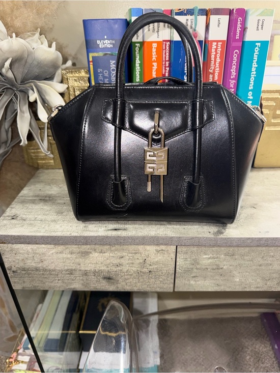 Givenchy Handbags - Authentic Leather Givenchy with silver lock handbag with crossbody strap